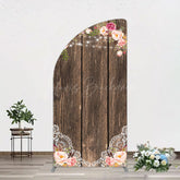 Lofaris Wooden Floral Lace Pattern Wedding Half Moon Arch Backdrop